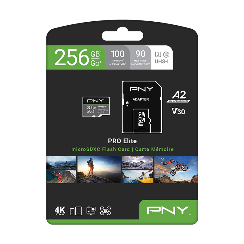 9 PNY Flash Memory Cards MicroSDXC Pro Elite 256GB Pk